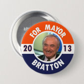 2013年にNYCの市長のためのウィリアムBratton 缶バッジ (正面&裏面)
