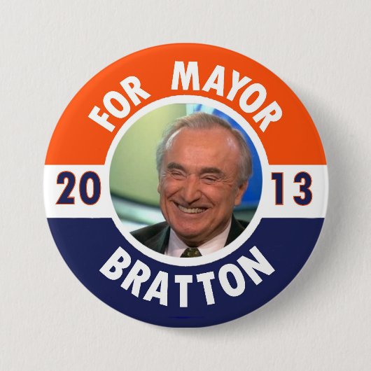 2013年にNYCの市長のためのウィリアムBratton 缶バッジ (正面)