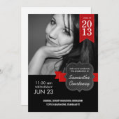 2013年のビッグフォトグラッドのシャルクボードレッドリボンクラス 招待状 (正面/裏面)