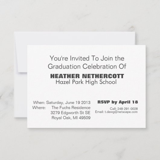 2013年のモダンな卒業カードクラス 招待状 (正面)
