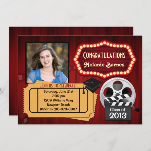 2013年の劇場の卒業の招待状のクラス 招待状 (正面/裏面)