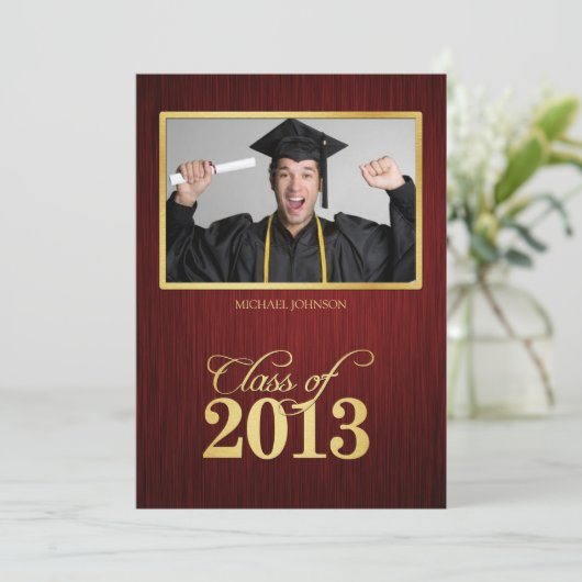 2013年の卒業のエレガントなあずき色および金ゴールドのクラス 招待状 (スタンド正面)