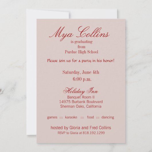 2013年の卒業生の写真のパーティーのはっきりしたで新しいクラス 招待状 (裏面)