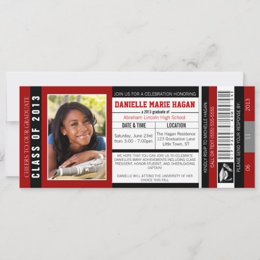 2013年の卒業VIPの入場のチケットのクラス 招待状 (正面)