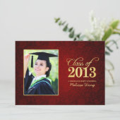 2013年の美しい赤フローラダマスクと金ゴールドクラス 招待状 (スタンド正面)