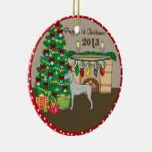 2013年のWeimaraner Puppysの初めてのクリスマス セラミックオーナメント (右)