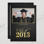 2013年エレガント卒業金ゴールド·ブラック·クラス 招待状 (正面/裏面)