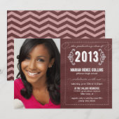 2013年チャルクボード卒業写真招待状 招待状 (正面/裏面)