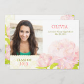 2013年ピンク·プーニー·ガール·フォト·卒業 招待状 (正面/裏面)