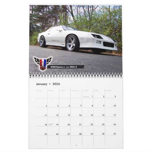 2013年ミシガン州FBodyのカレンダー- 3月への1月の! カレンダー (1月 2026)