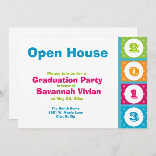 2013年卒業パーティーオープンハウス招待状 招待状 (正面/裏面)