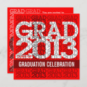 2013年卒業パーティー招待状レッド 招待状 (正面/裏面)