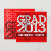 2013年度卒業パーティー招待状 赤 招待状 (正面/裏面)