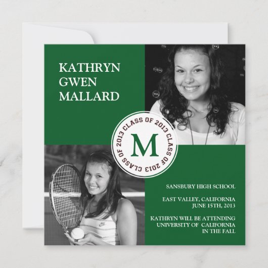 2013年度卒業発表フォレストのクラス緑 案内状 (正面)