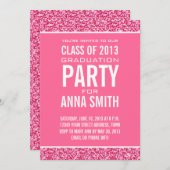 2013年度女子クラス パーティー | ピンクのグリッター 招待状 (正面/裏面)