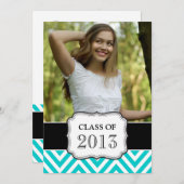 2013年王水ティール（緑がかった色）の大学院 招待状 (正面/裏面)