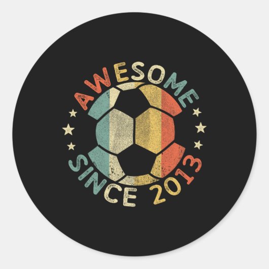 2013年生まれの13歳のサッカー13歳の誕生日 ラウンドシール (正面)