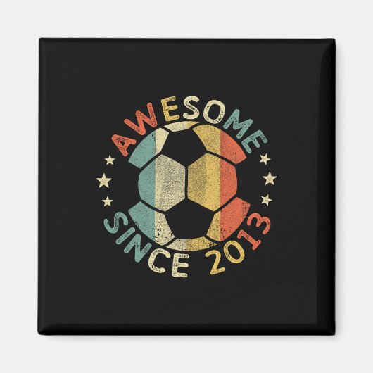 2013年生まれの13歳のサッカー 13歳の誕生日 マグネット (正面)