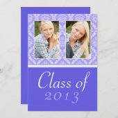 2013年紫ダマスク卒業招待状 招待状 (正面/裏面)