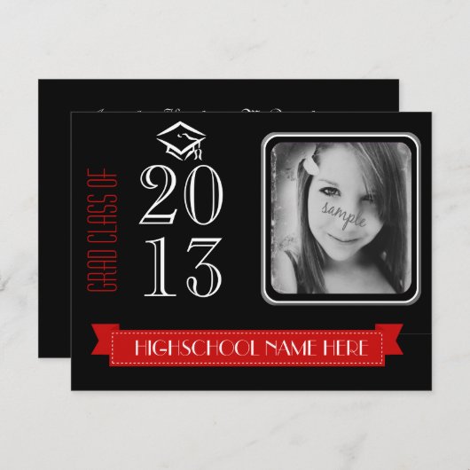 2013年赤と黒の写真グラードクラス 招待状 (正面/裏面)