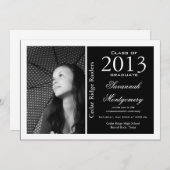 2013年高校卒業発表黒 招待状 (正面/裏面)