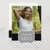 2013年黒い灰色のシェブロンの大学院クラス 招待状 (正面/裏面)