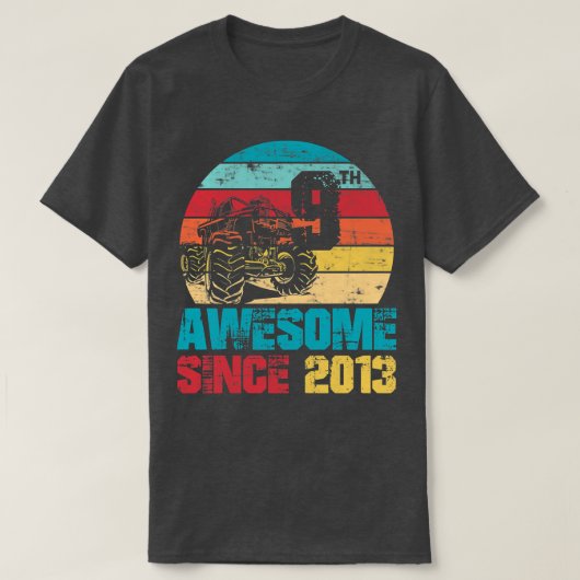 2013年9素晴らし番目の誕生日モンスタートラック以来の子供 Tシャツ (デザイン正面)