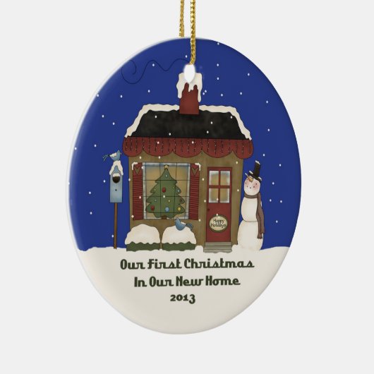 2013新しい家のクリスマスの雪だるまの小屋 セラミックオーナメント (右)