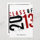 2013芸術的年のブラック、ホワイト、レッドクラス 招待状 (正面/裏面)