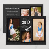 2013黒いダマスク織の卒業の招待状のクラス 招待状 (正面/裏面)