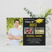 2013黒い金ゴールドの卒業の招待状のクラス 招待状 (スタンド正面)