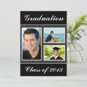 2013黒くストライプのな卒業3の写真のクラス 招待状 (スタンド正面)