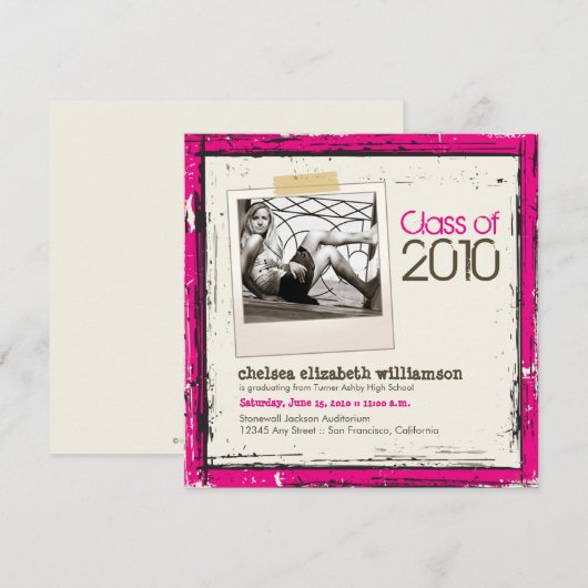 2013 グランジ卒業発表（ピンク） 案内状 (正面/裏面)