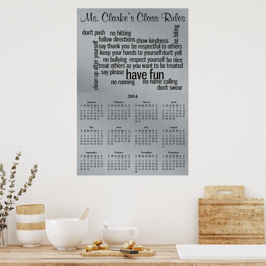 2013-2014 School Calendar Classroom Rules ポスター (キッチン)