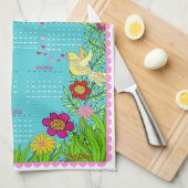 2014のカレンダーのふきん-庭のキツネ キッチンタオル (四つ折り)