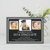 2014のモダンなクラス3つの写真の卒業パーティー 招待状 (スタンド正面)