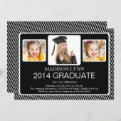 2014のモダンなクラス3つの写真の卒業パーティー 招待状 (正面/裏面)