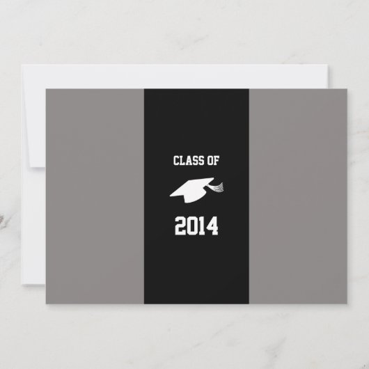 2014エレガント年のグレー·アンド·ブラック·ヤングマン卒業 招待状 (裏面)