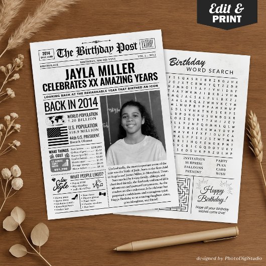 2014カスタム年新聞紙誕生日カードのトレンド シーズンカード