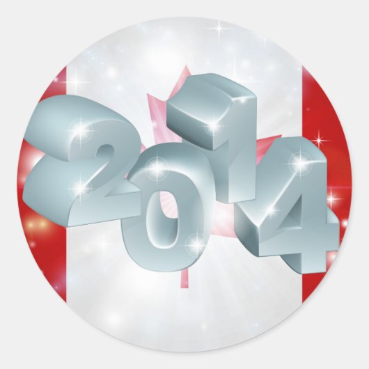 2014カナダ国旗 ラウンドシール (正面)