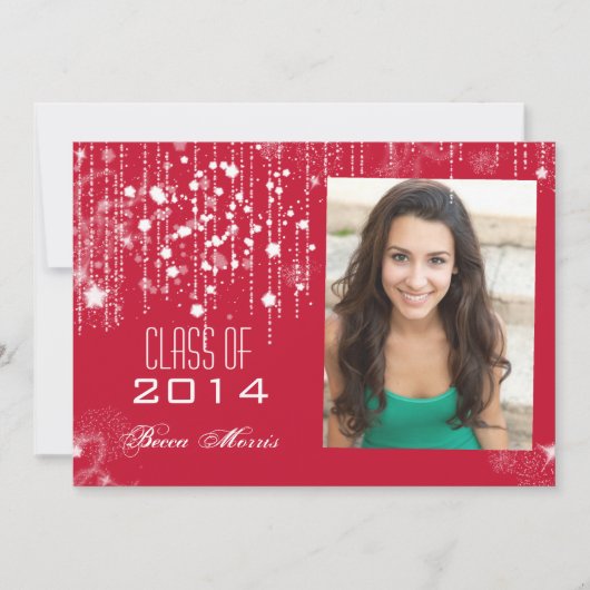 2014スタイリッシュ年、薄紅写真卒業式 招待状 (正面)
