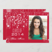 2014スタイリッシュ年、薄紅写真卒業式 招待状 (正面/裏面)