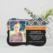 2014フォーマル白黒ダマスク写真卒業 招待状 (スタンド正面)