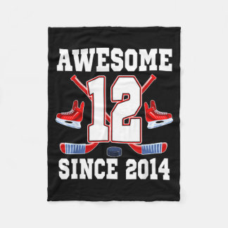 2014年からすごい12歳の誕生日 ホッケーのテーマ フリースブランケット