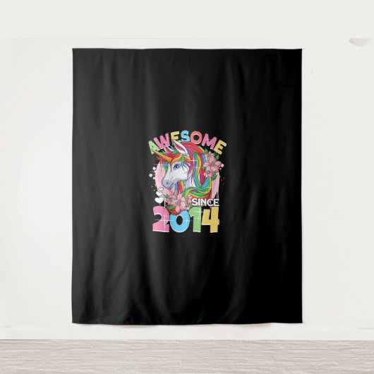 2014年から素敵 8歳誕生日ガール 8年 ユニコーン タペストリー (正面)