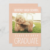 2014年かわいらし卒業パーティー写真のピンクのクラス 招待状 (正面/裏面)