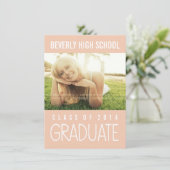 2014年かわいらし卒業パーティー写真のピンクのクラス 招待状 (スタンド正面)