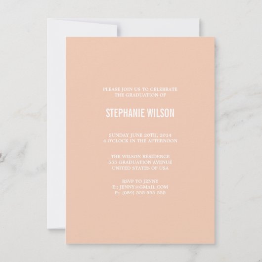 2014年かわいらし卒業パーティー写真のピンクのクラス 招待状 (裏面)