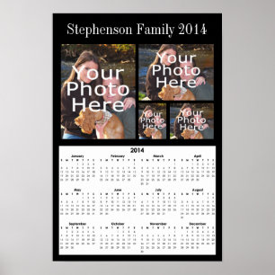 2014年のカスタムな写真のコラージュのカレンダーポスター ポスター