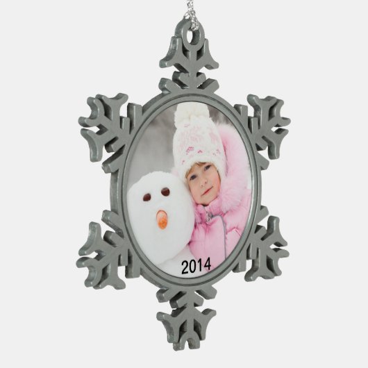 2014年のチャーミングな写真年のピューターの休日のオーナメント スノーフレークピューターオーナメント (左)